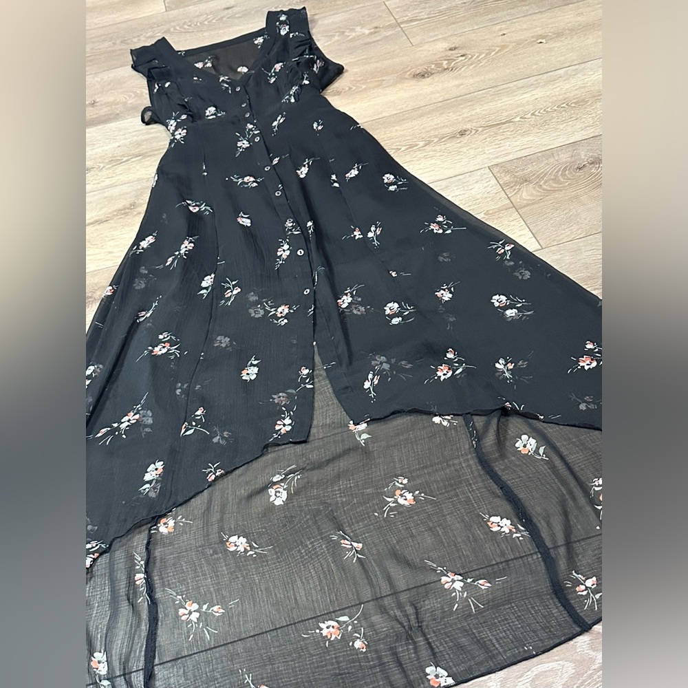 Abercrombie & Fitch Floral Sheer Hi-Low Button Up Maxi Dress - Picture 3 of 12